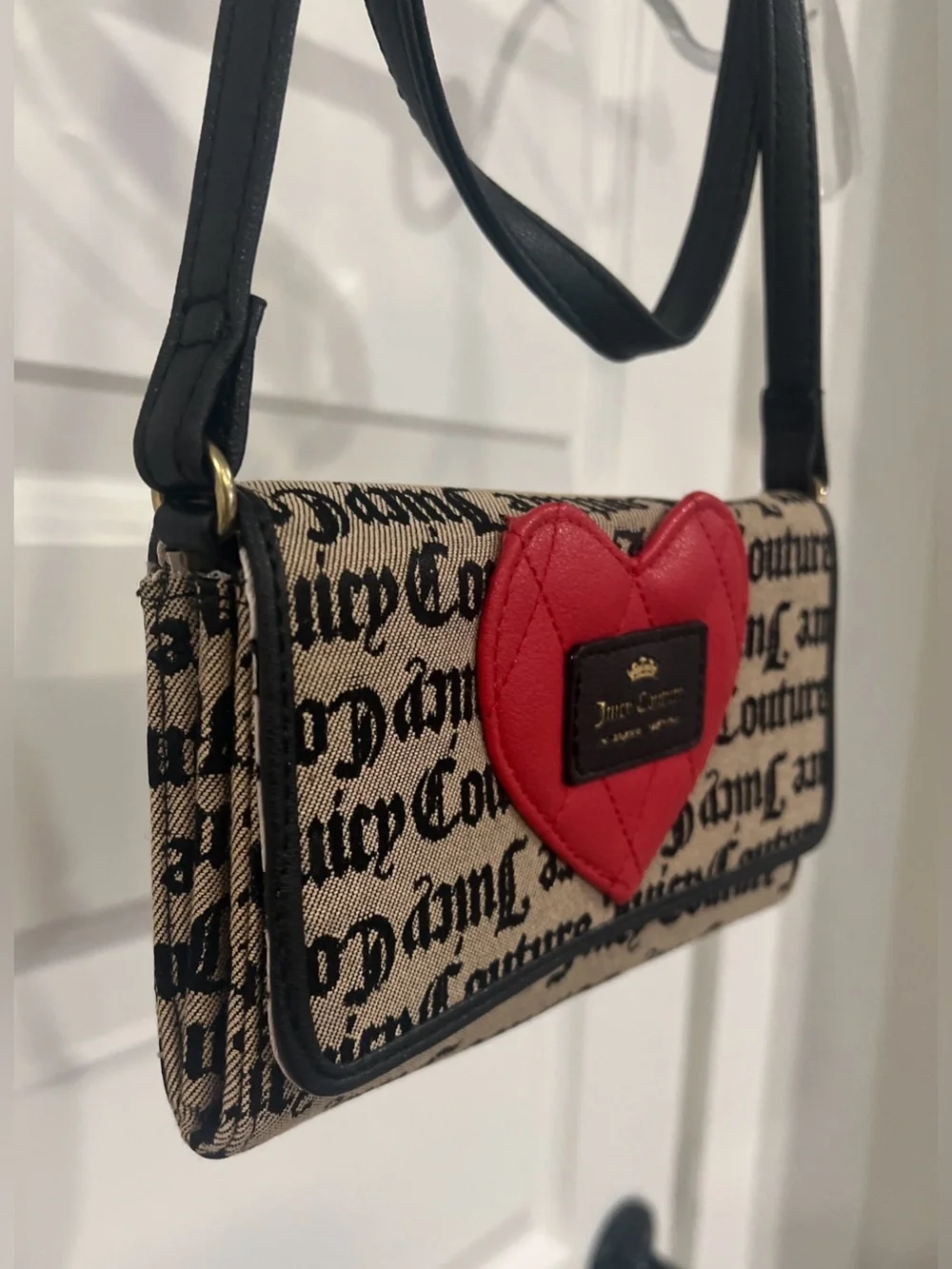 Juicy Couture Red Quilted Heart Script Logo Wallet